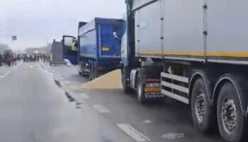 Польські протестувальники висипали зерно з вагону поблизу ПП Медика